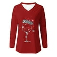 thumbnail image 4 of AherBiu Christmas Tops for Women Long Sleeve V Neck Printed Loose Comfy Basic Layer T Shirts Blouse, 4 of 5