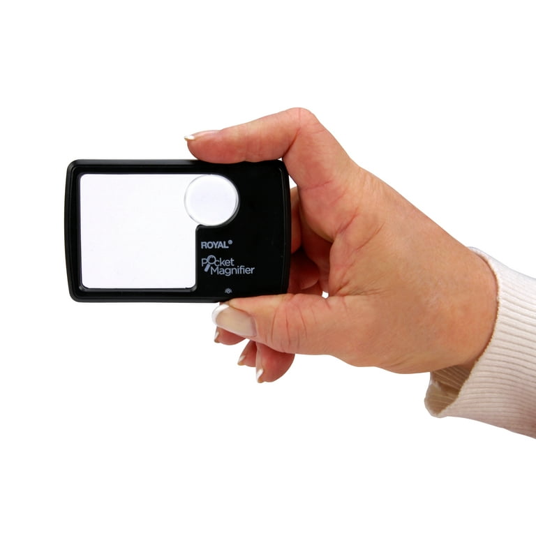 Royal SM10 Handheld 3X Illuminated Pocket Magnifier Scratch Resistant, Pack  of 2