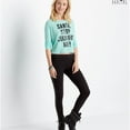 thumbnail image 2 of Aeropostale Womens Santa Judging Embellished T-Shirt, Green, Juniors, Small, 2 of 2