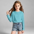 thumbnail image 2 of WAYUTE Shirts for Girls Long Sleeve Mesh Tee Casual Rash Guard Solid Color Summer Top Breathable Shirt Activewear for Kids,Sky Blue,Size 7 Y-8 Y, 2 of 7