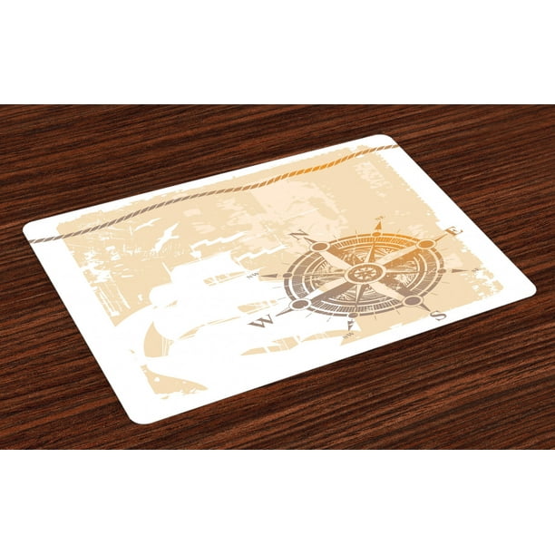 Compass Placemats Set Of 4 Nautical Themed Compass Marine Life