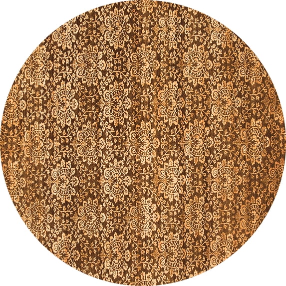 Ahgly Company Indoor Round Abstract Orange Contemporary Area Rugs, 5' Round