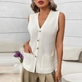 thumbnail image 2 of YUGYXL Womens Sleeveless Vests Summer Button Down V Neck Lightweight Cardigan Trendy Knit Comfy Tank Top with Pockets White S, 2 of 9