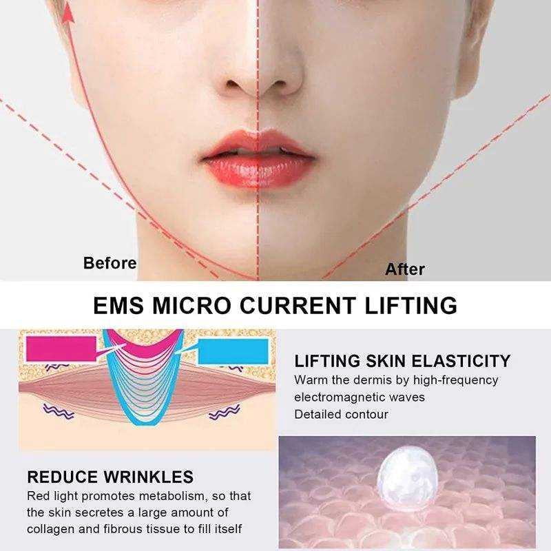 CNV Facial Roller Hand-held Beauty Care Massager for Home Use Wrinkle Remover Face Lift Waterproof 3 Modes USB  for V Line Contouring