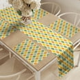 thumbnail image 2 of Ambesonne Retro Table Runner & Placemats, Classic Checkered Striped, Placemat 4 pcs + Runner 14"x72", Marigold Green Cream, 2 of 2