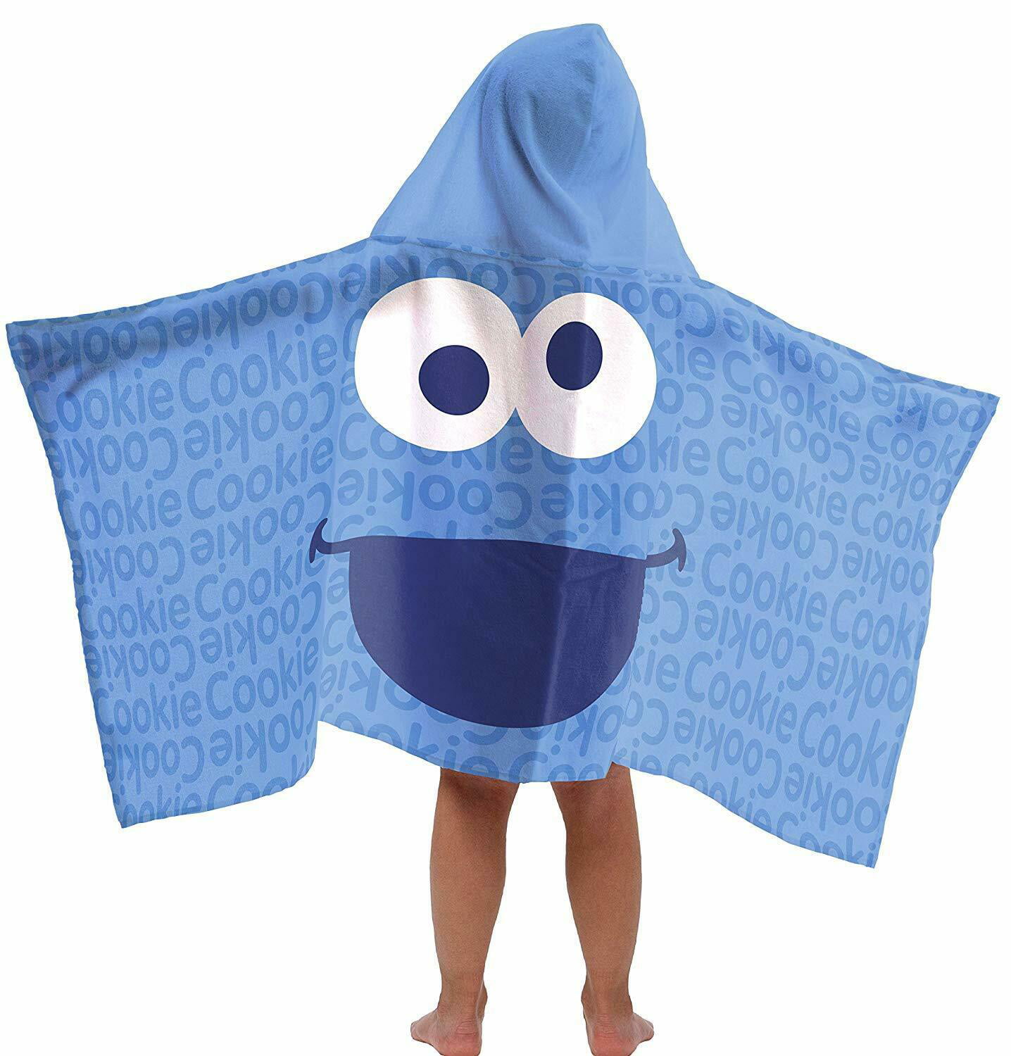 Disney Cookie Monster Kids Hooded Bath Towel Wrap -Beach Towel ...