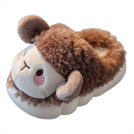 

nsendm Female Shoes Big Kid Mommy Slippers Kids Baby Warm Shoes Boys Girls Cartoon Soft Soled Slippers Warm Slippers Toddler Girls Brown 24