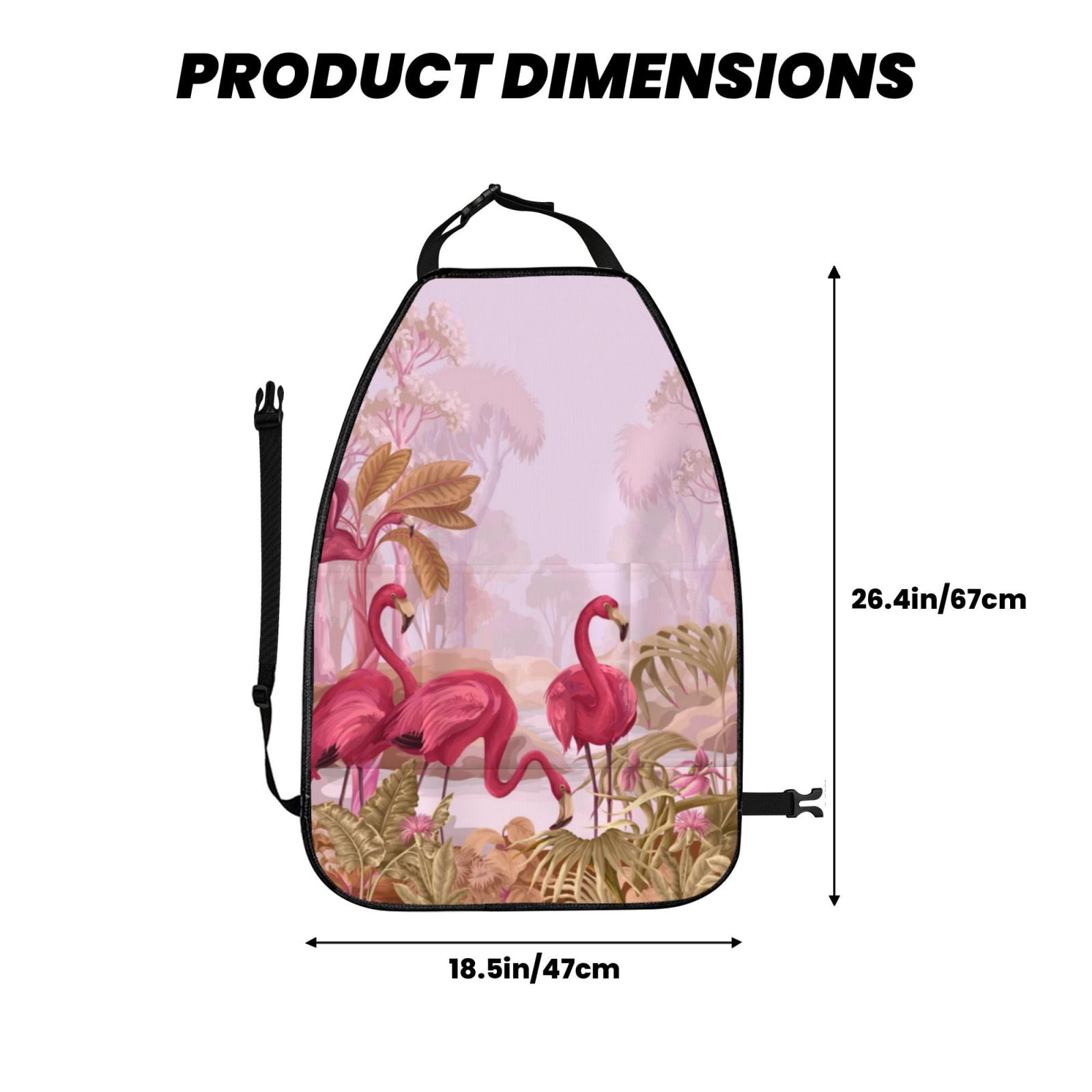 Kdxio Flamingos In The Tropical Forest Print 2 Pack Car Kick Mat Seat Cover Back Protector Mat with Pockets for Organizer Backseat Protector and Storage Anti Kick Pad for Vehicles