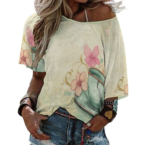 Bohemian Color Women's Graphic Tees Casual Summer Funny Printed Short Sleeve Cute T Shirts Tops