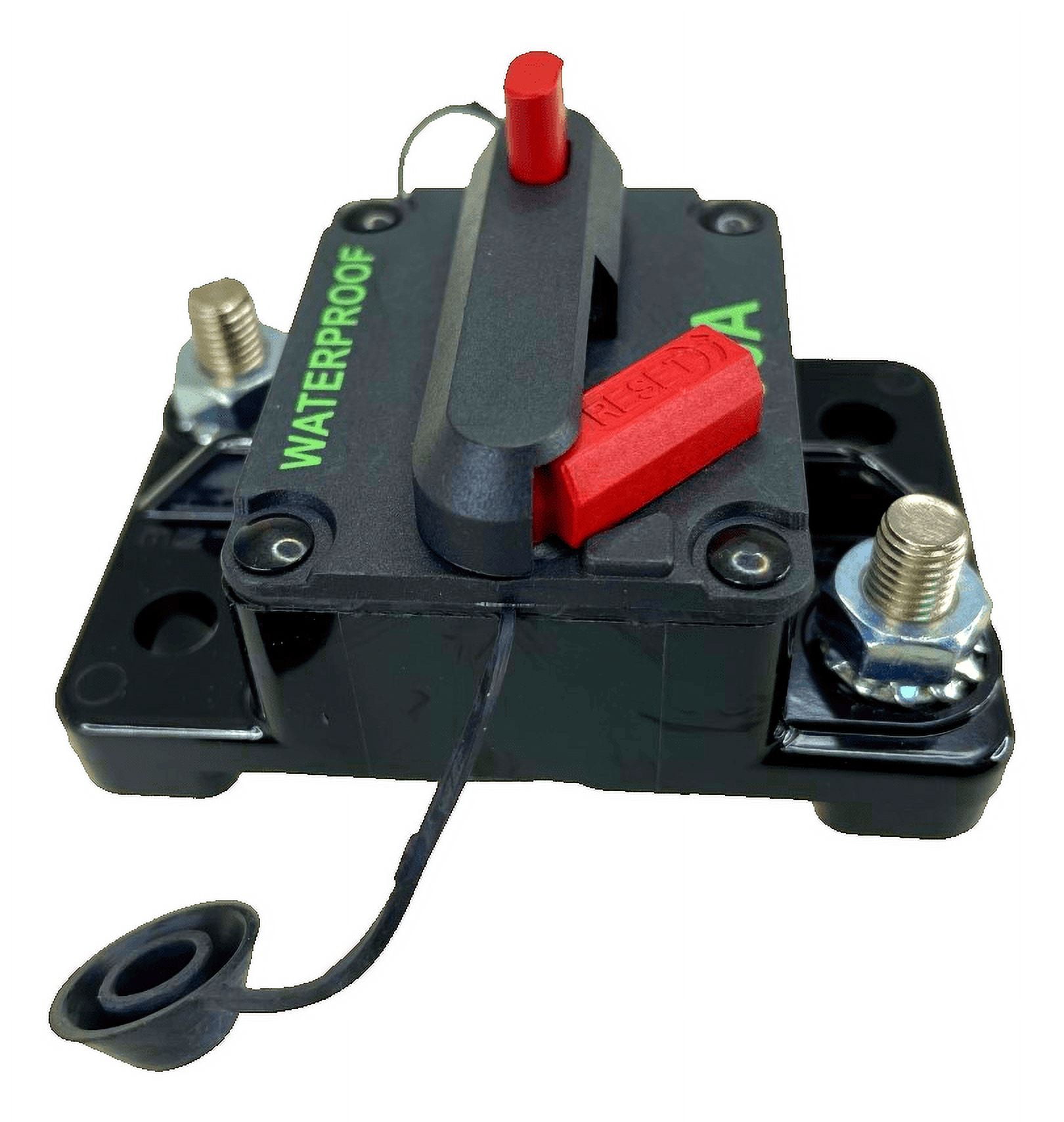 Pactrade Marine Boat Auto Battery Trailer RV Trolling Motor Bus High-Amp Circuit Breaker 12-42V DC Maximum Black Waterproof Manual Reset Button UL Rated Electrical Switch Mount Cover (60 Amp)