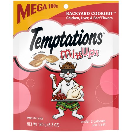 Temptations Mixups Crunchy & Soft Cat Treats Backyard Cookout Flavor, 6.3 oz Pouch