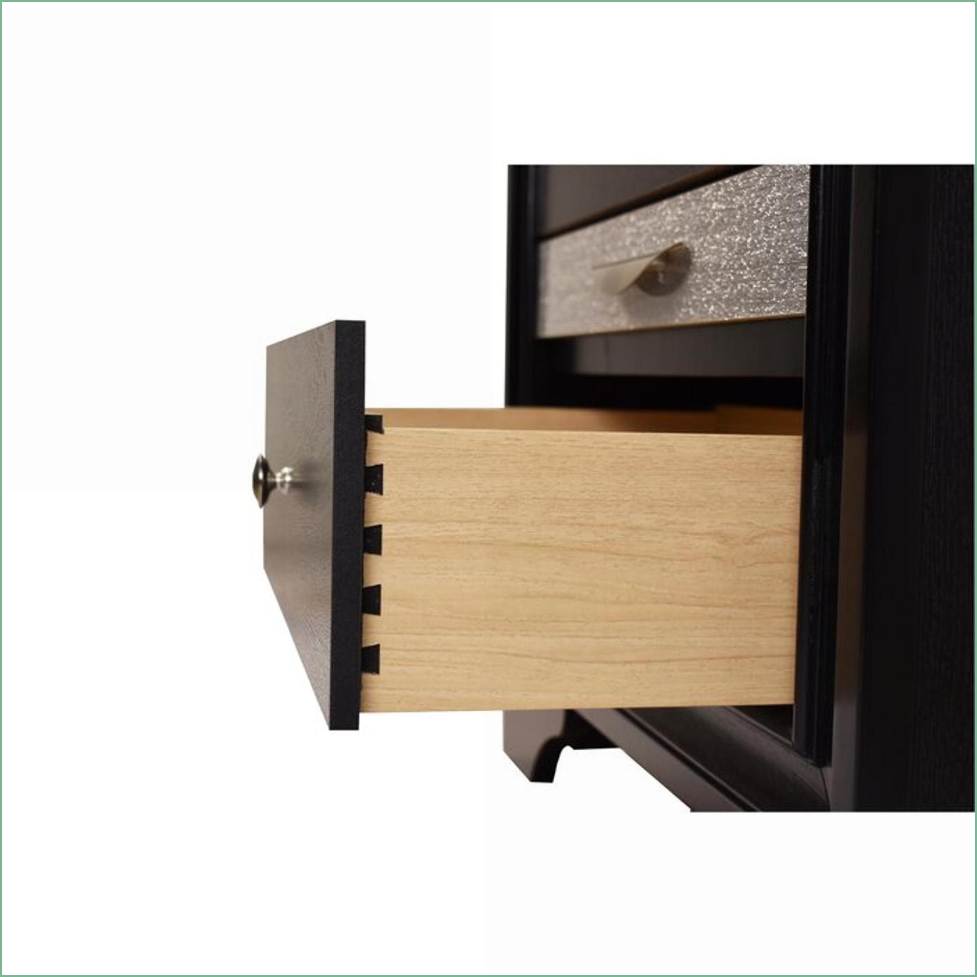 Bedroom Set for Master/Guest Room, Traditional Queen 4 PC Storage in Black Engineered Wood | Black | Wood