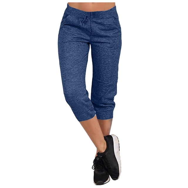 WILLBEST Pantalones Casuales elegantes para Mujer: Pantalones Capri Deportivos de Verano de Color Sólido para Correr al Aire Libre, Cómodos y Versátiles. Chica