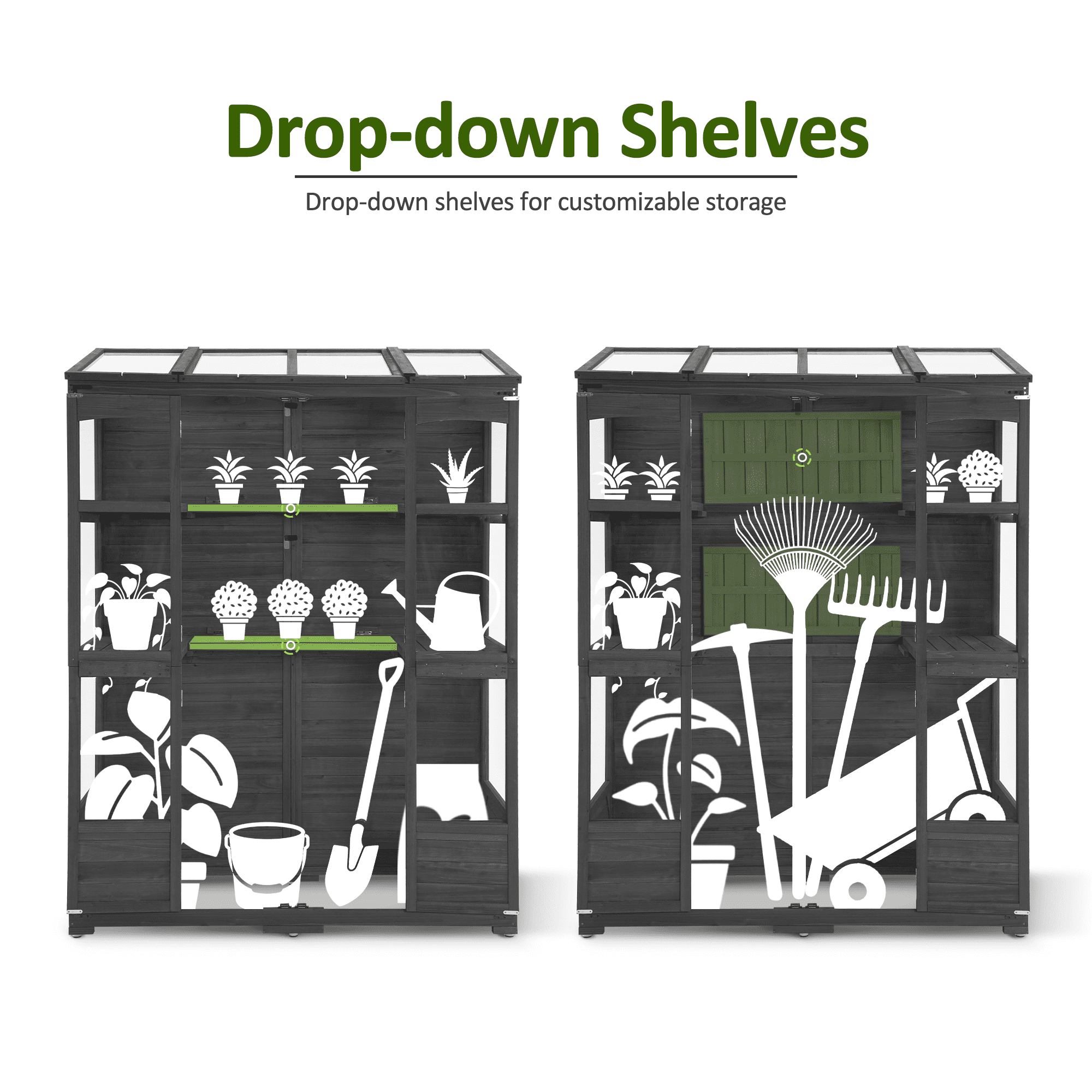 MCombo Wood Walk-in Outdoor Large Greenhouse 0899(Dark Grey)