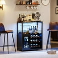 thumbnail image 6 of 3-Tier Wine Bar Cabinet with LED Lights, Detachable Wine Rack and Storage Space, Small Liquor Bar Cabinet with Glass Holder and Mesh Door for Home, Kitchen, Dinning Room, 6 of 8
