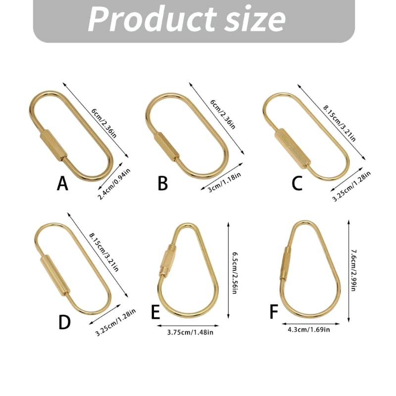 10Pcs Unique Oval Shaped Keychain Gold Key Rings For Keys Or Bag Decoration
