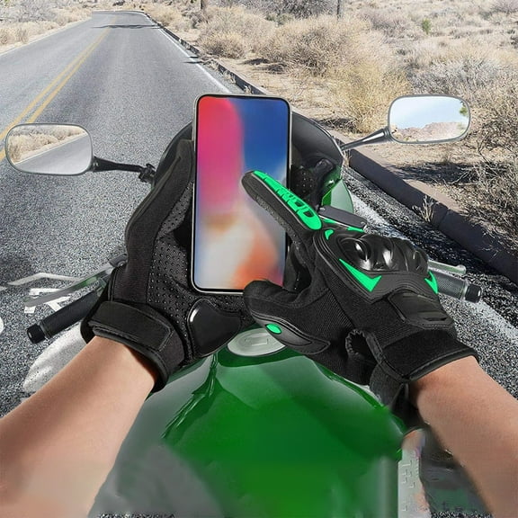 Djiypn Motorcycle Gloves for Men and Women, Full Finger Touchscreen Motorbike Gloves for Road Racing, Cycling, Climbing, Motocross - Green