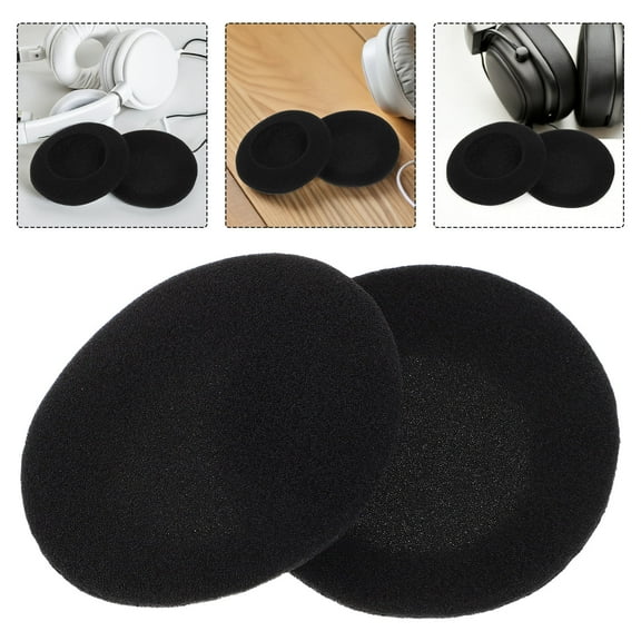 OUNONA Black Headset Pads with Soft Sponge Cover for Earbuds Comfortable Replacement Cushion 50MM Round