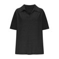 thumbnail image 4 of AherBiu Plus Size Tops for Women Lapel V Neck Short Sleeve Summer Casual Loose Golf Shirts Comfy Blouse, 4 of 7