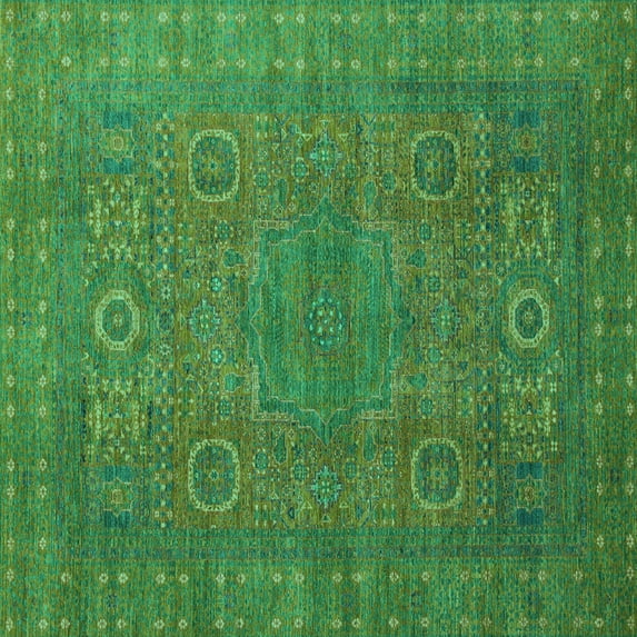 Ahgly Company Machine Washable Indoor Square Abstract Turquoise Blue Modern Area Rugs, 7' Square