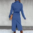 thumbnail image 6 of Ovticza Womens Classic Coat Lapel Collar Open Front Belted Long Jacket Blue S, 6 of 7