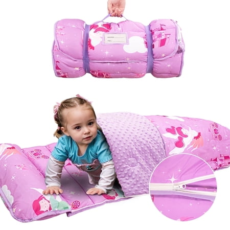 Primlect Nap Mat, 55" x 22" x 3" Sleeping Bag with Zipper, Removable Pillow and Blanket, for Daycare