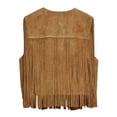 thumbnail image 3 of Suede Leather Jackets for Women 2025 Sleeveless Fringe Cropped Jacket Tassel Motorcycle Crop Coats, 3 of 5