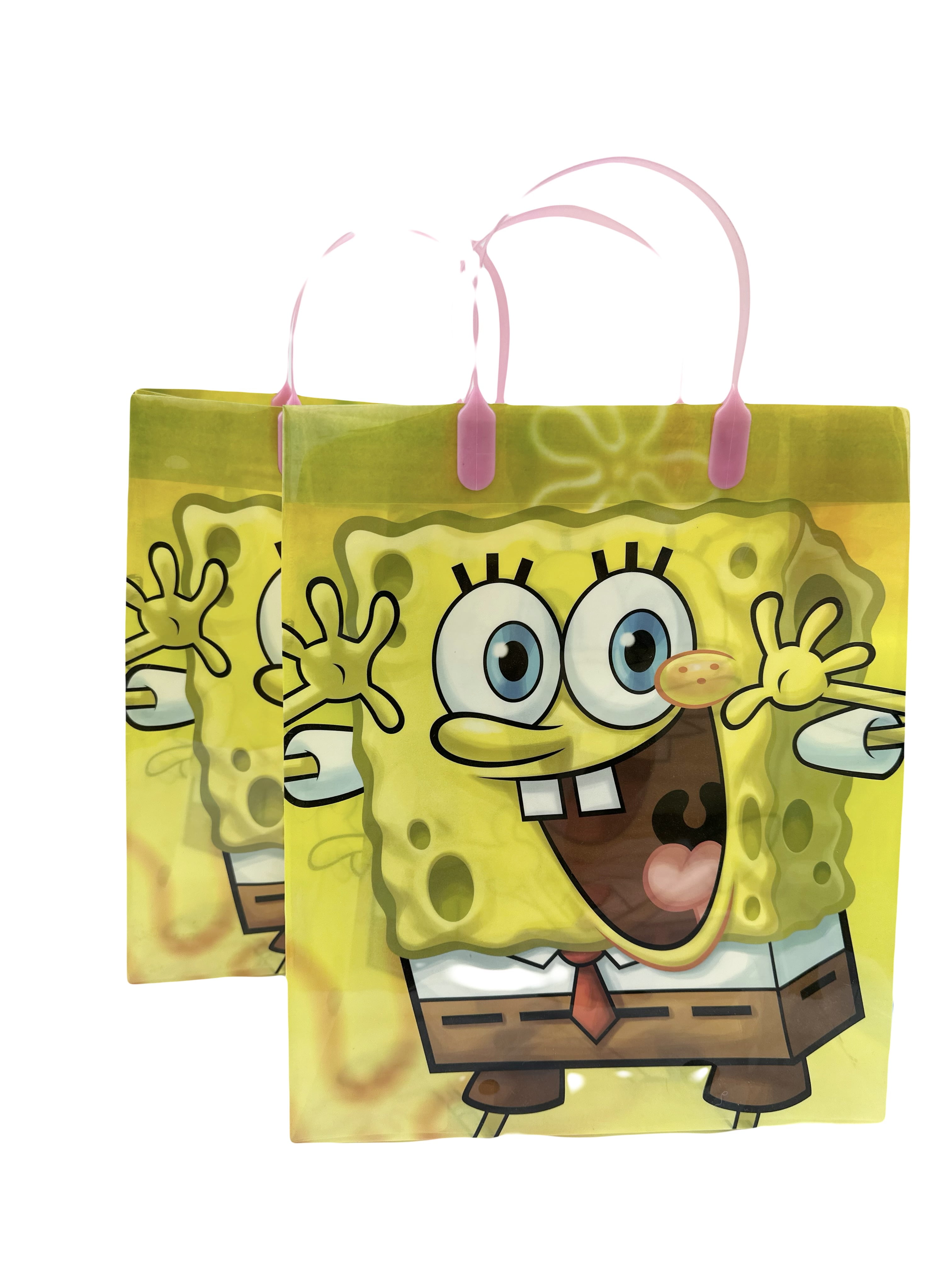 2 Pcs Semiclear Yellow Spongebob Gift Bag Spongebob Squarepants Reusable PVC Bag With Handle