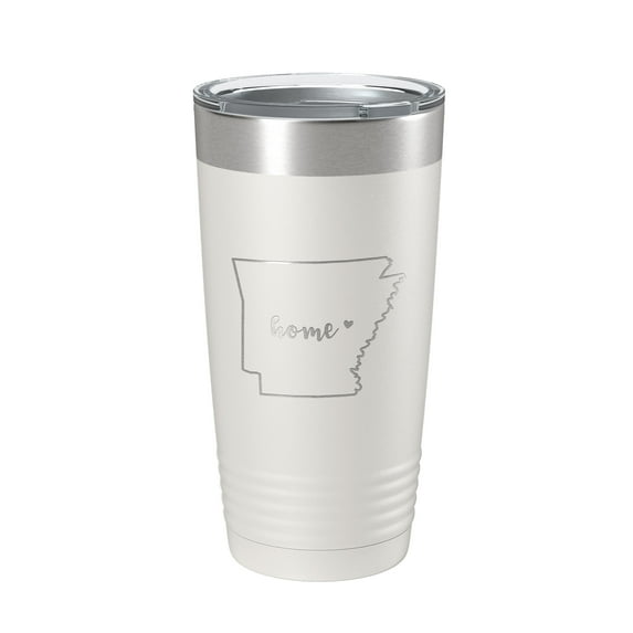 Arkansas Tumbler Home State Travel Mug Insulated Laser Engraved Map Coffee Cup 20 oz White