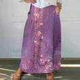 thumbnail image 3 of ZQUUVOU Women's Printed Skirt Elastic Waist Floral Printed Pleated Long Casual Comfortable Skirt with Pockets Purple, 3 of 6