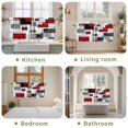 thumbnail image 6 of Red Grey Geometric Tier Curtains, Irregular Abstract Art Modern Light Filtering Kitchen Curtains, 2Pcs Rod Pocket Half Window Treatments Panels for Sink Cafe Cabinet Camper 27.5x36 Inches, 6 of 9
