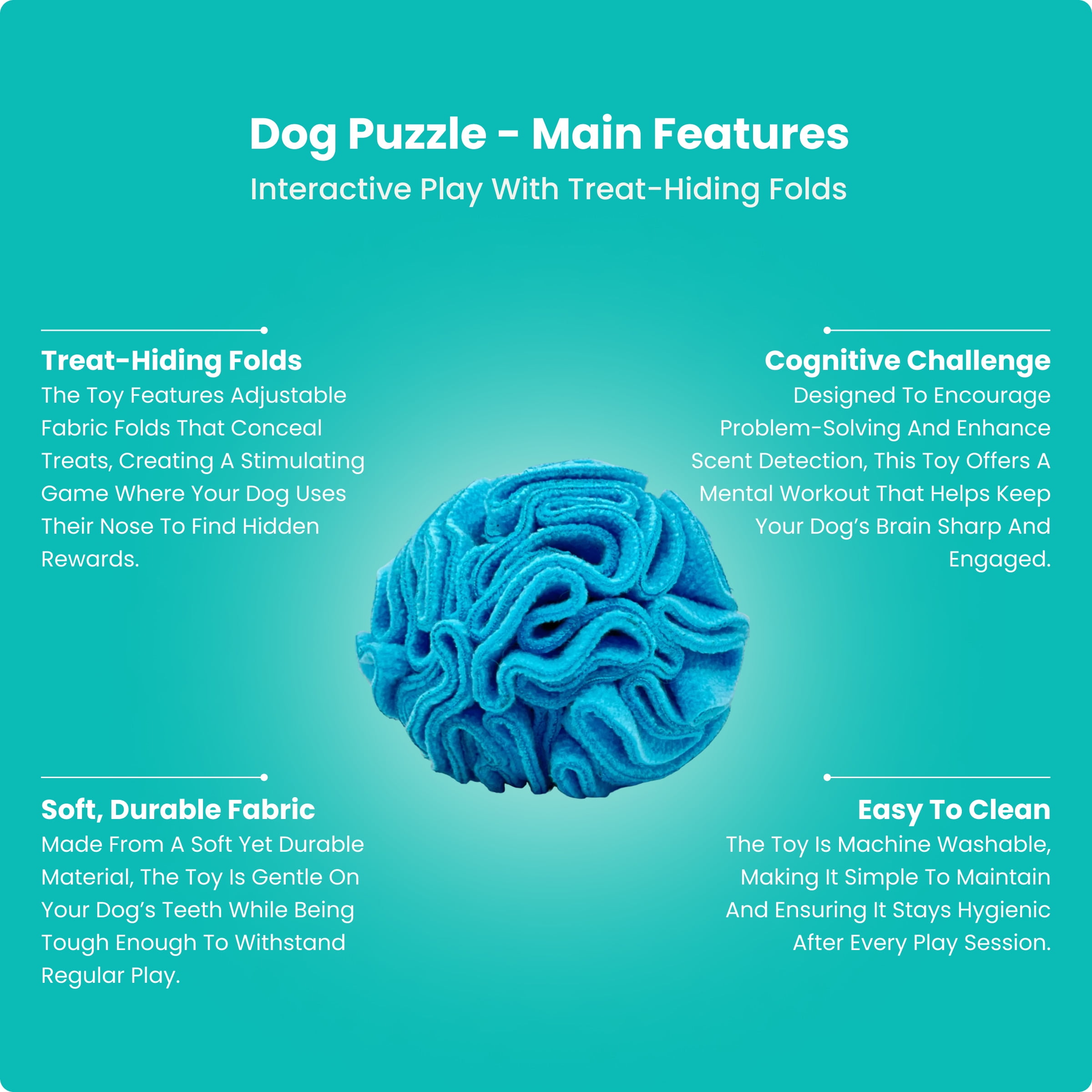 Blue Snuffle Interactive Foraging Dog Puzzle Ball Toy for Puppy and Adult