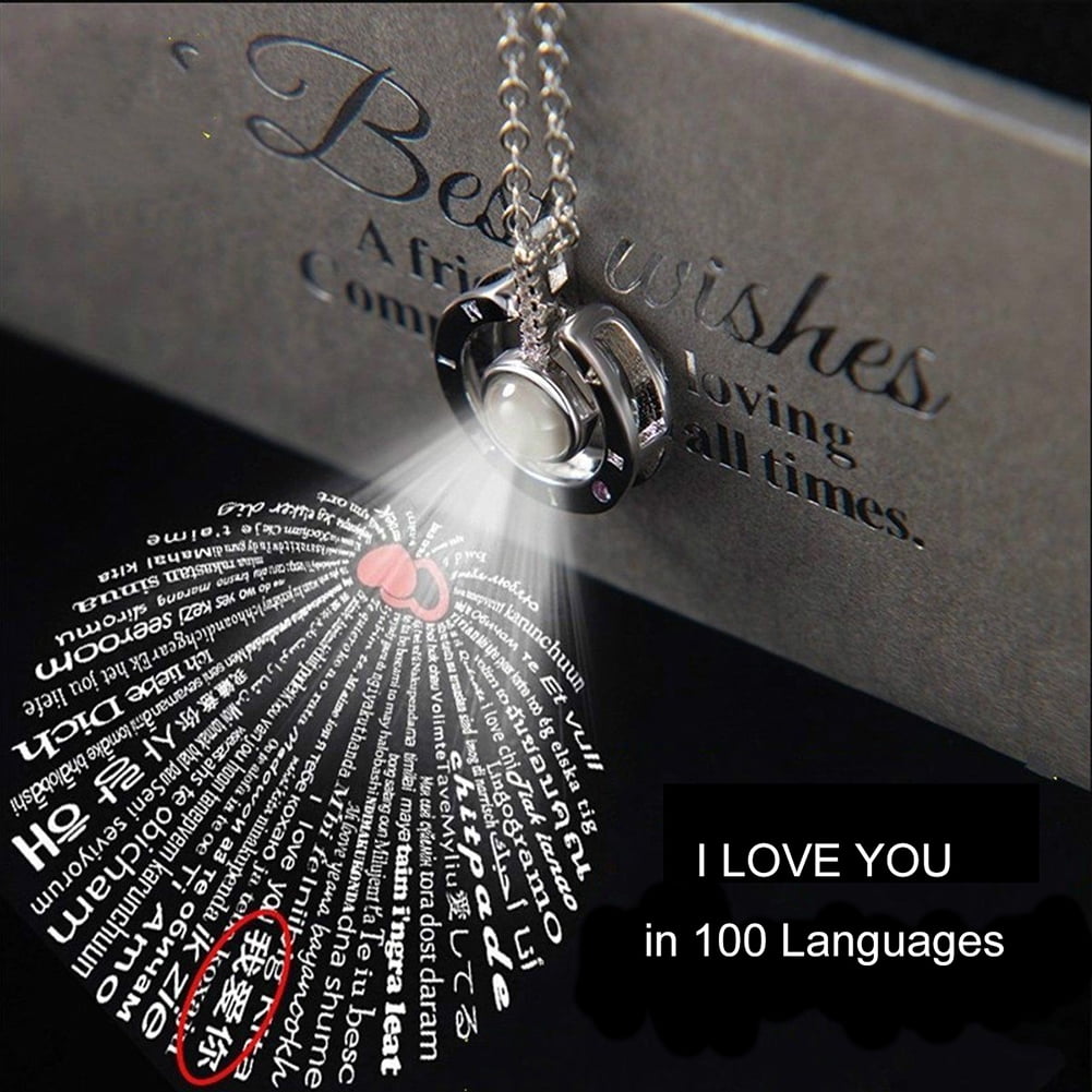 Koszal I Love You 100 Languages Light Projection Round Heart Pendant Necklace Jewelry Walmart