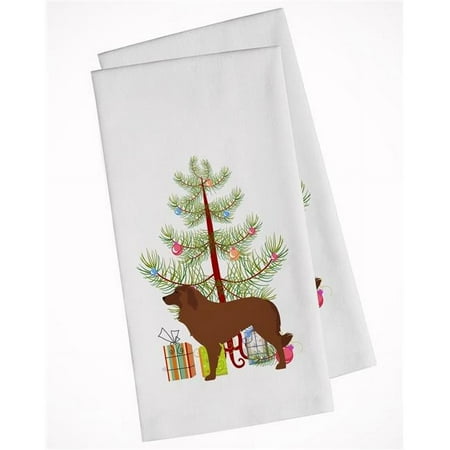 

Portuguese Sheepdog Dog Merry Christmas Tree White Kitchen Towel - Set of 2