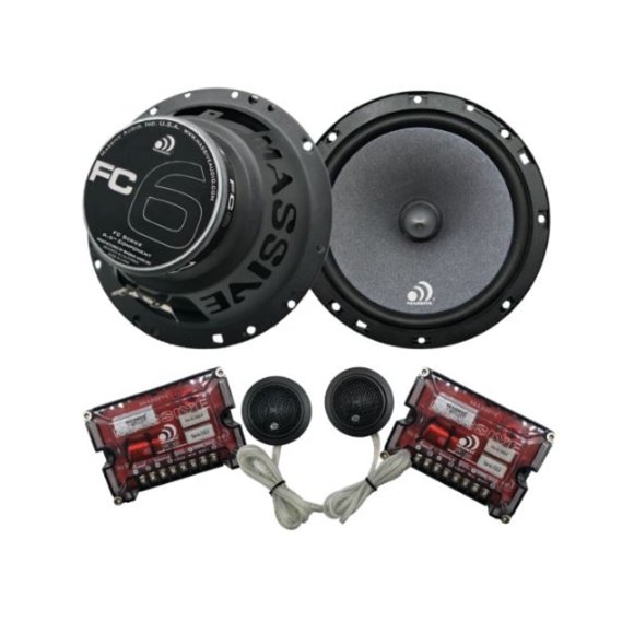 Audio Massif FC6 – 6 Pouces / 6.5 Pouces 150w / 300 Watts MAX, Tweeter à Dôme en Soie 25mm, 4 Ohms, 12dB X-Over, Système de Haut-Parleurs de Voiture à Composantes. Vendu par Paire