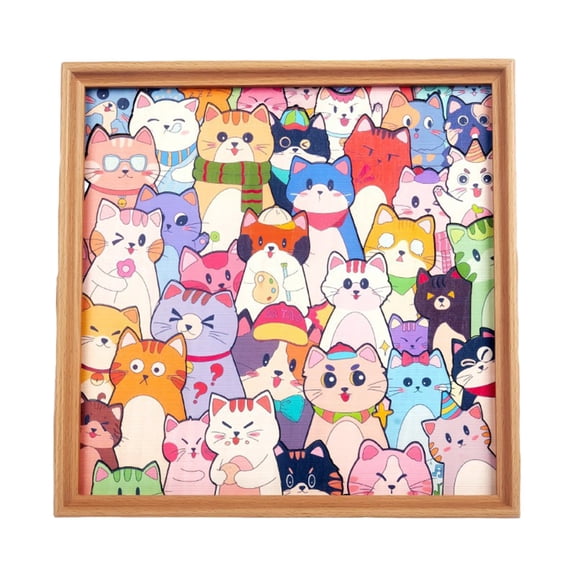 2026 Wooden Coloring Puzzle, DIY Wooden Paintable Puzzle Frame, Colored Cat Shaped Wooden Jigsaw Puzzle for Pet Lovers, Home Decor