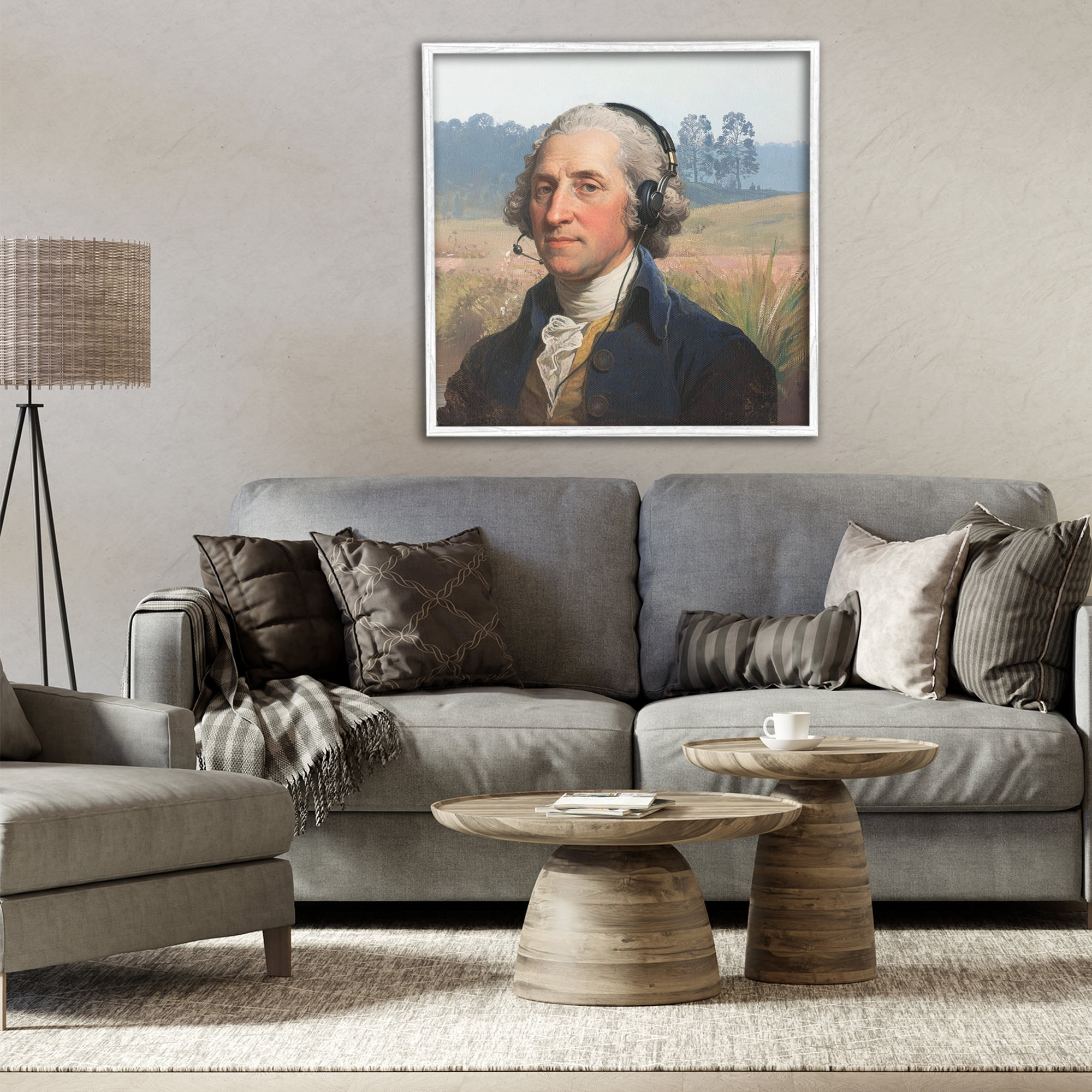 Stupell Industries Classical Gentleman with Headset White Framed Giclee Art, design by CAD Designs