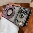 thumbnail image 6 of for iPhone 17 Pro Magnetic Kickstand Case, [Compatible with Magsafe] Bling Glitter Diamond Rhinestone Ring Holder Camera Protector Cute Cover for Girls Woman for iPhone 17 Pro 6.3", Purple, 6 of 6