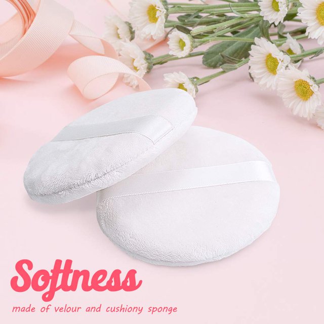 Large Powder Puff,Velour Body Powder Puff Round Fluffy Powder Puffs Ultra Soft Body Puff Washable for Loose Body Powder Face Powder Baby Powder Makeup with Ribbon and Case