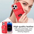 thumbnail image 4 of SaniMore for iPhone 14 Pro PU Leather Case, Multi-Functional Metal Snap Wallet Cover with Card Slot & Kickstand Shoulder Strap Full Body Protective Shell for iPhone 14 Pro, Red, 4 of 9