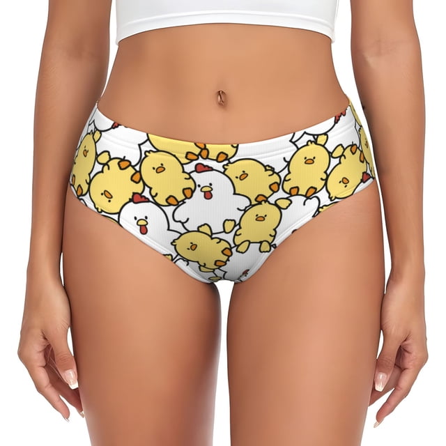 Fotbe Cartoon Chicken Calzones Estampados para Mujer – Ropa Interior de Algodón, Cómoda, Suave y Elástica-XX-Large
