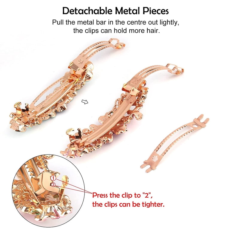 4 Pack Hair Barrettes for Women,Happon Crystal Hair Clips  display picture 2