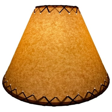 Rustic Oiled Craft Paper Lamp Shade 14\" - Laced Design For Cozy Home Decor & Vintage Style Lighting