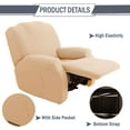 thumbnail image 3 of Rosnek Stretch Recliner Slipcover with Pockets Furniture Chair Cover, Cream (4 Pieces), 3 of 8