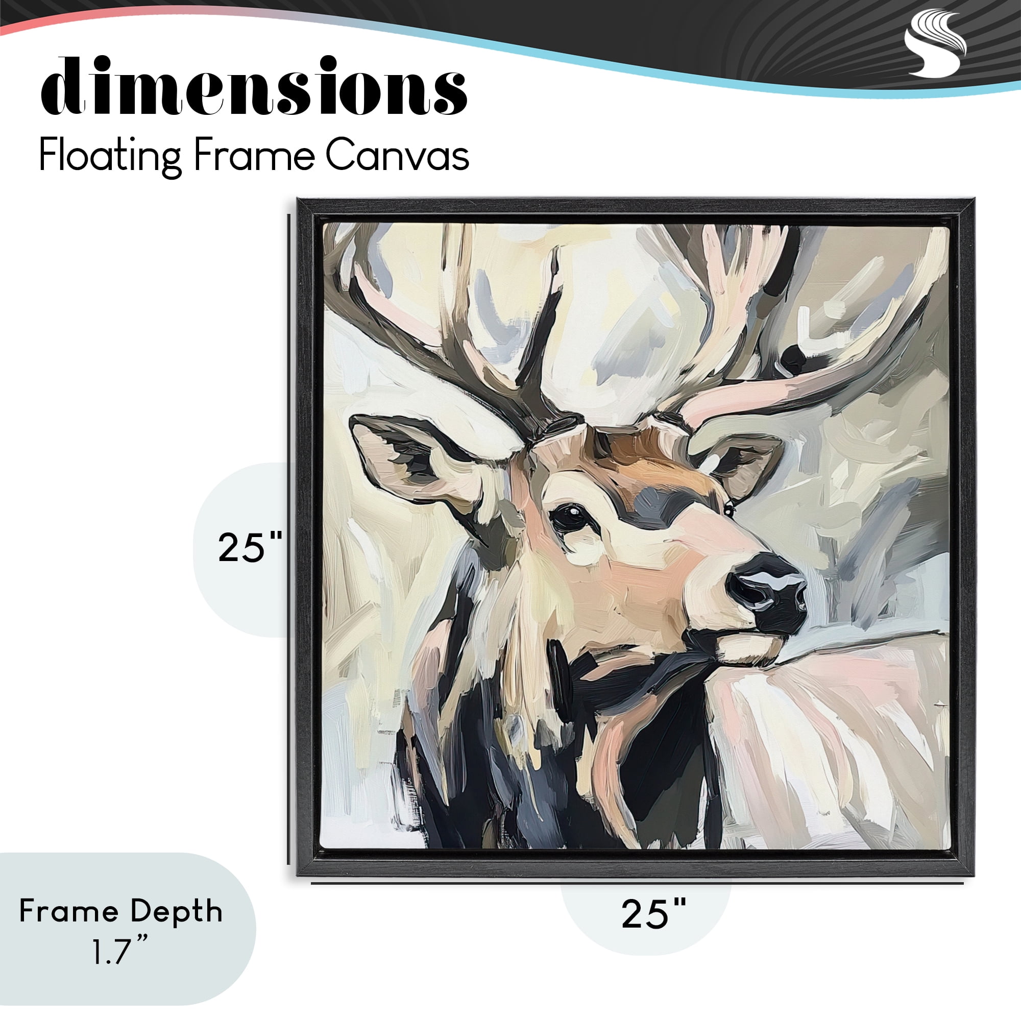 Stupell Industries Neutral Bull Elk Portrait Black Framed Floater Canvas Wall Art, design by Tina LeCour