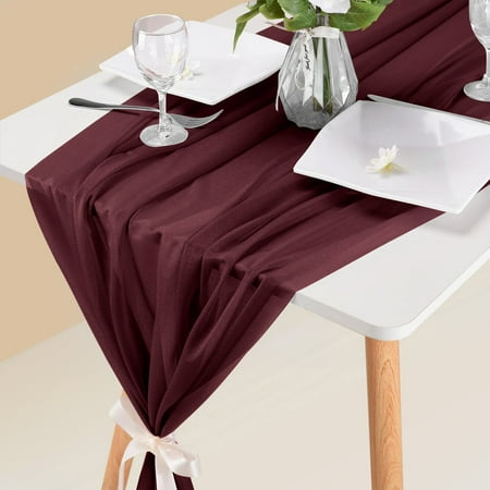 

NIUREDLTD Home Decoration 10ft Chiffon Table Runner 29x120 Inches Dusty Blue Table Runner For Wedding Baby Girl Bridal Shower Decorations