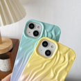 thumbnail image 4 of Pleated Water Ripple Chrome Wave Pattern Soft Compatible with iPhone Case (Yellow Pink,iPhone 15 Pro Max), 4 of 12