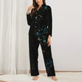 thumbnail image 2 of Yiaed Game Time Print Pajamas Women's Long Sleeve Sleepwear Soft Button Down Loungewear Pjs Lounge Set Nightwear Womens Pajama Pants-XX-Large, 2 of 7