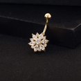 thumbnail image 3 of CZ Flower Belly Button Ring - Surgical Steel Vibrant Rhinestone Flower Navel Rings Plated in 18k Gold - Diamond Short Chrysanthemum Belly Piercing Jewelry - -, 3 of 6