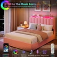 thumbnail image 6 of LED Bed Frame with Wavy Bookcase Headboard & 2 Drawers, Boucle Upholstered Platform, Storage Design, No Box Spring Needed, 6 of 7